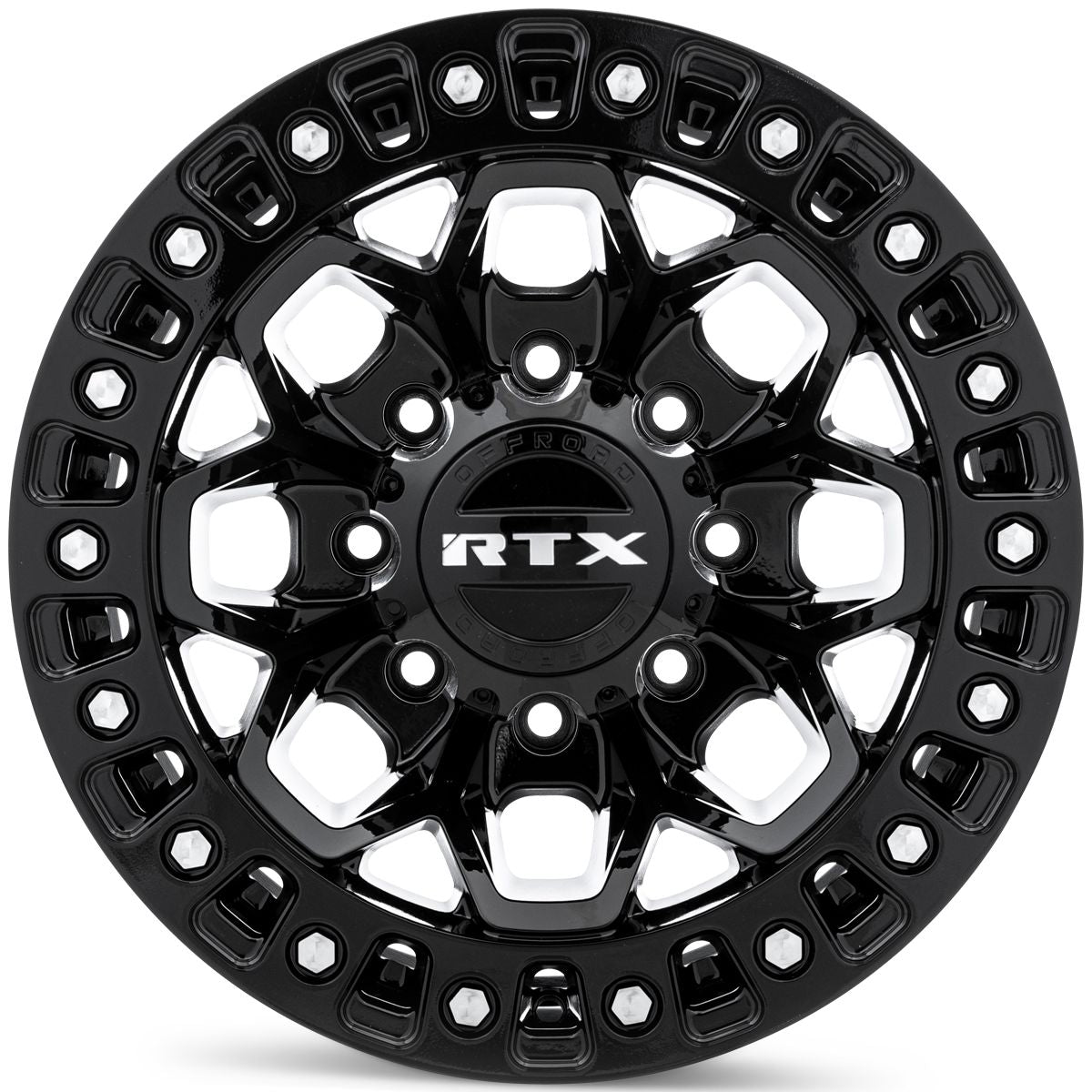 Zion - Gloss Black Milled Rivets - 8 Lugs