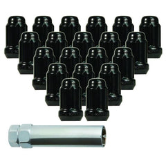 Lug Nut Kits • Spline Drive Lug Nuts & Key • 20 Nuts • Black • Conical • 12M X 1.5