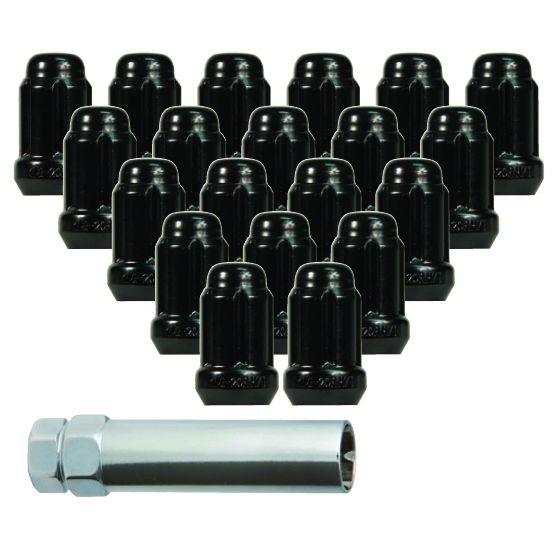 Lug Nut Kits • Spline Drive Lug Nuts & Key • 24 Nuts • Black • Conical • 12M X 1.5