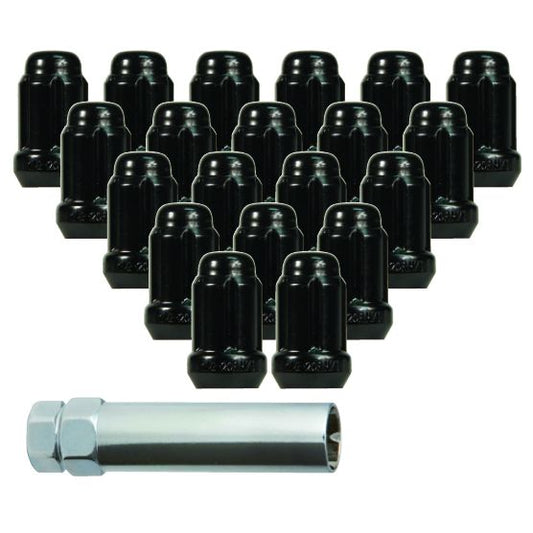 Lug Nut Kits • Spline Drive Lug Nuts & Key • 20 Nuts • Black • Conical • 14M X 1.5