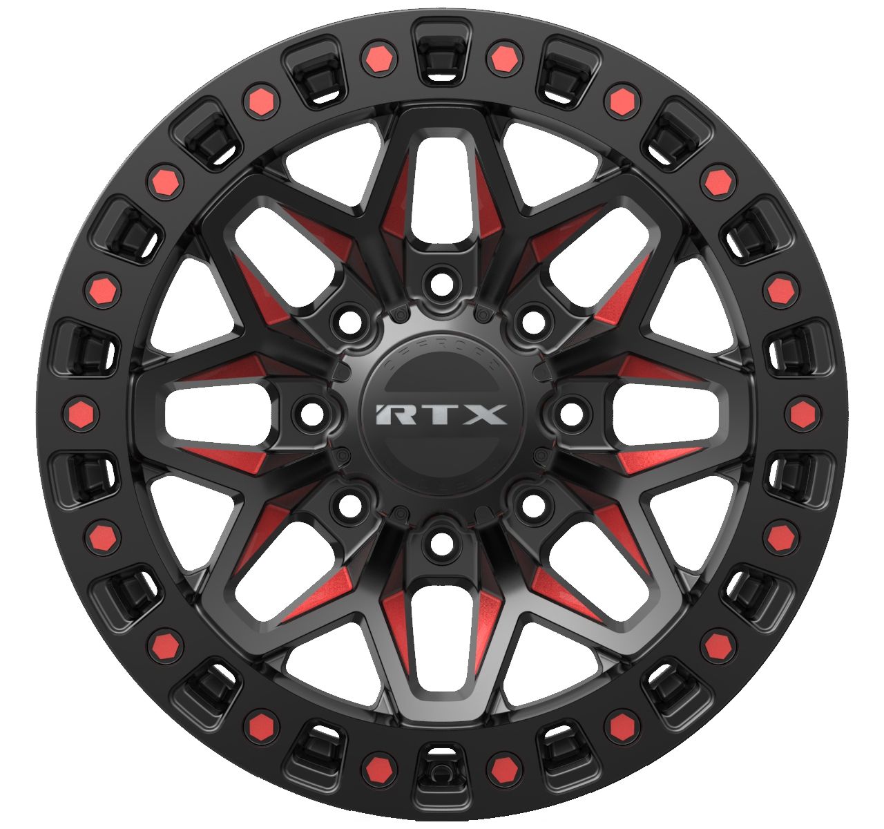 Zion - Gloss Black Milled Red - 8 Lugs