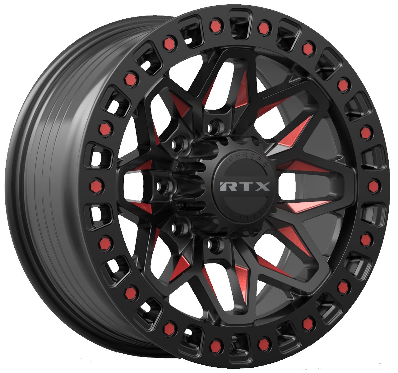 Zion - Gloss Black Milled Red - 8 Lugs