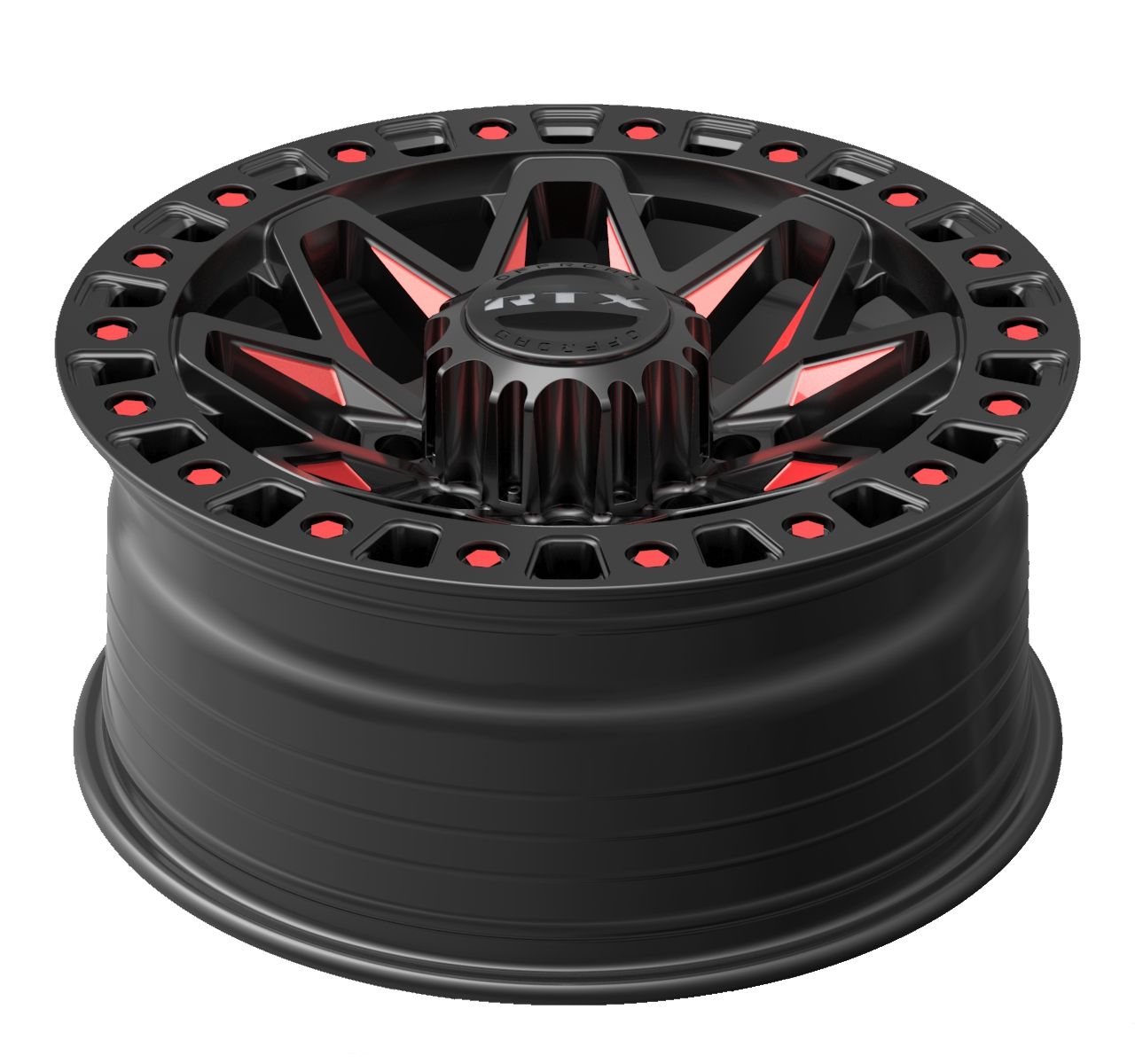 Zion - Gloss Black Milled Red - 8 Lugs